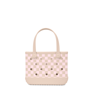 Bitty Bogg Bag - Checkered Linen/ Pink Marshmallow